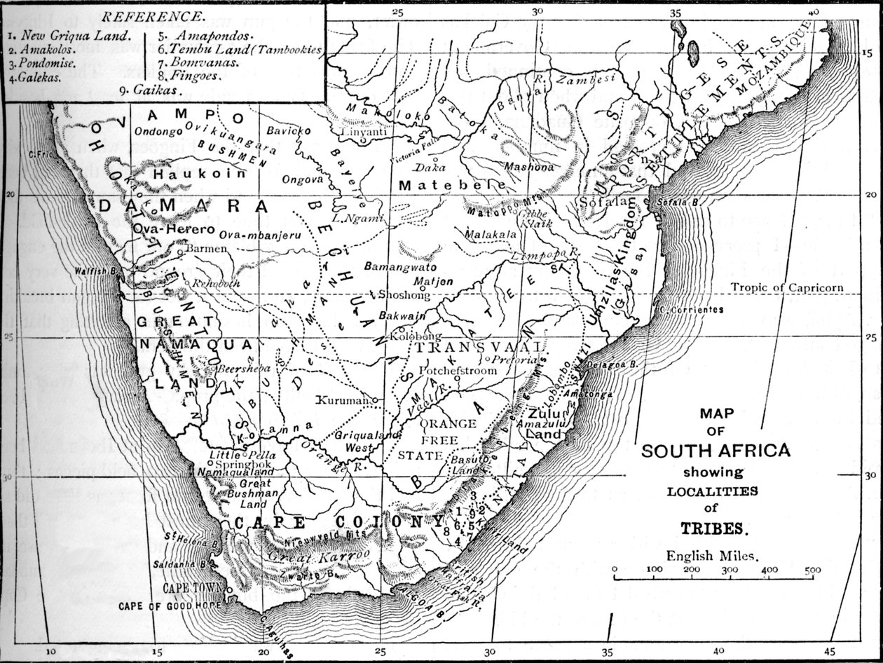 Mapa tribal da África do Sul, c1880 de Unbekannt