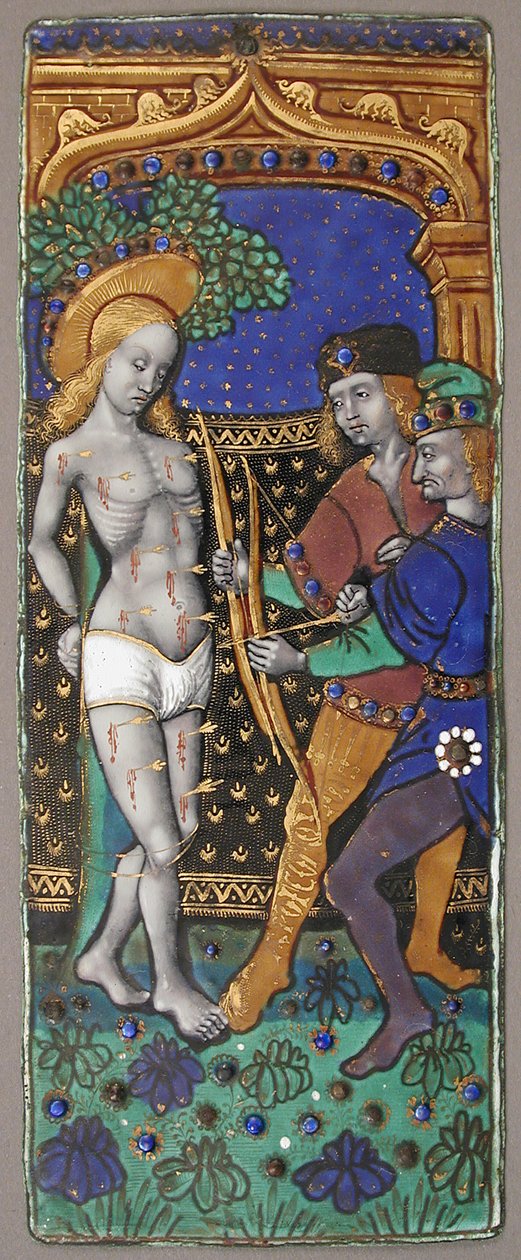 Painel Tríptico com São Sebastião, francês, sécs. XV-XVI. de Unbekannt