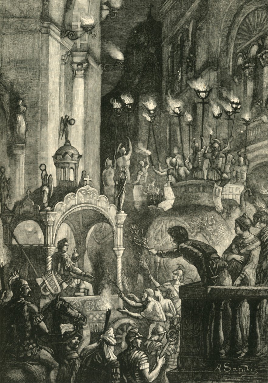 Triunfo de Heráclio em Constantinopla, 629 DC, 1890. de Unbekannt