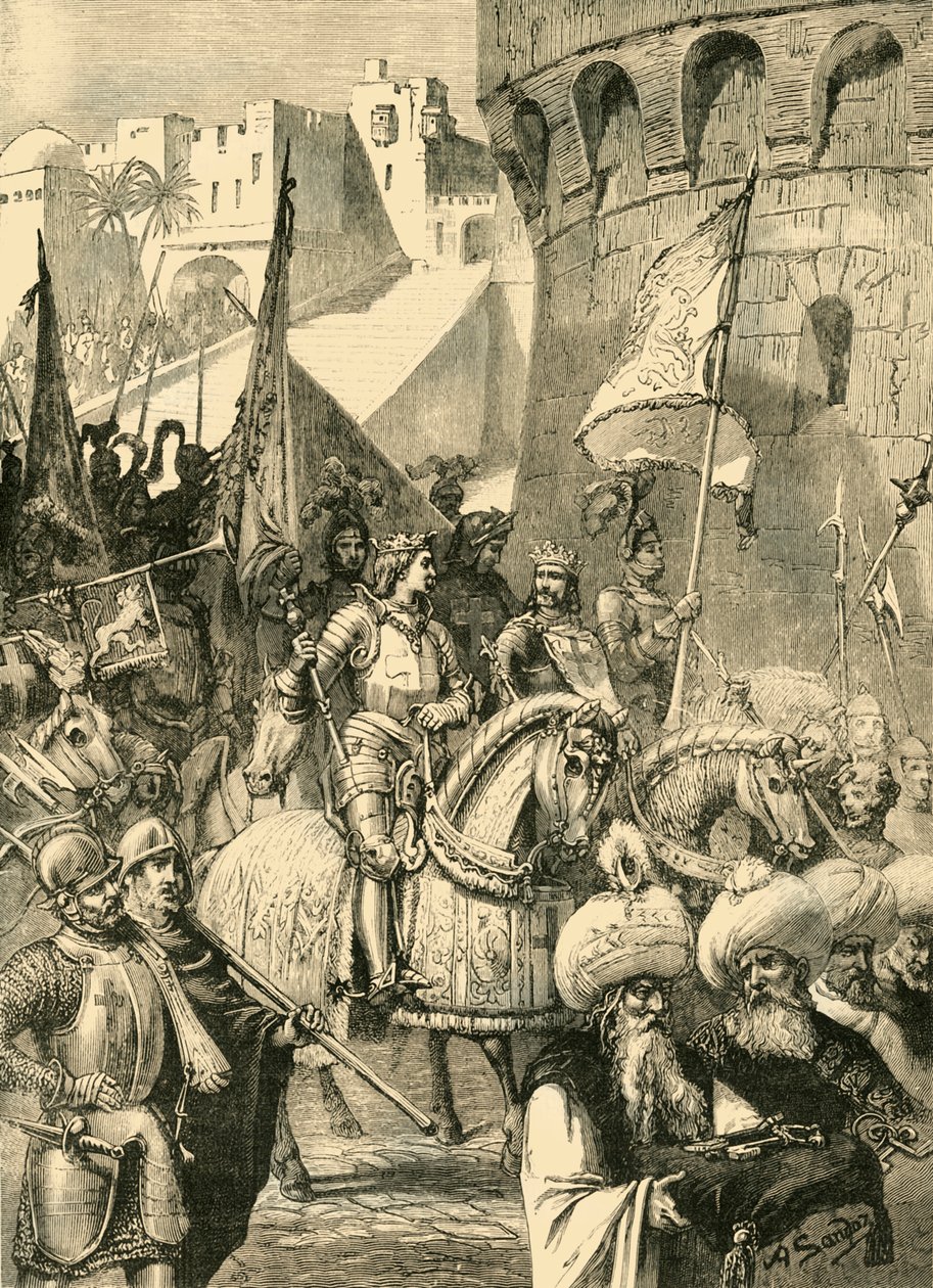 Entrada triunfal de Richard I. e Philip Augustus Into Acre, 1191, 1890. de Unbekannt