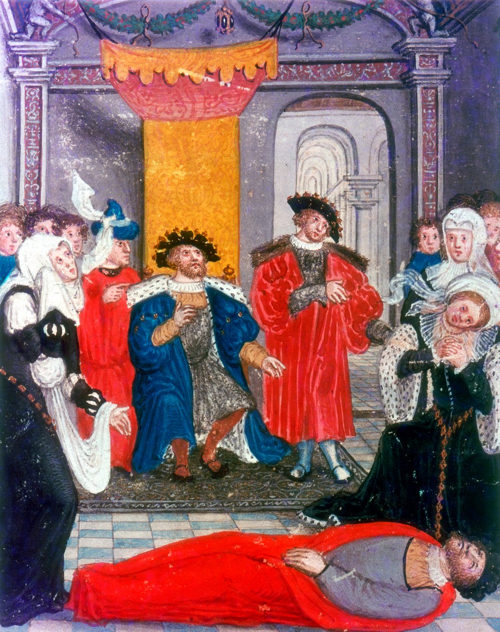 Guerra de Tróia: Rei Príamo de Tróia de luto pelo corpo de seu filho Heitor, século XVI de Unbekannt