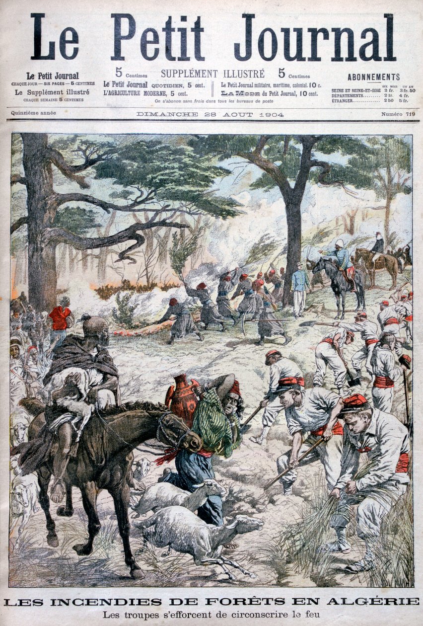 Tropas tentando conter um incêndio florestal, Argélia, 1904 de Unbekannt
