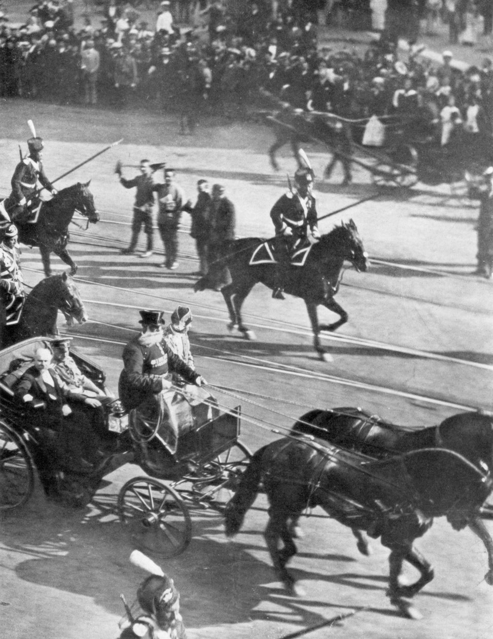 O czar Nicolau II visitou o presidente francês Poincaré, São Petersburgo, Rússia, 21 de julho de 1914. de Unbekannt