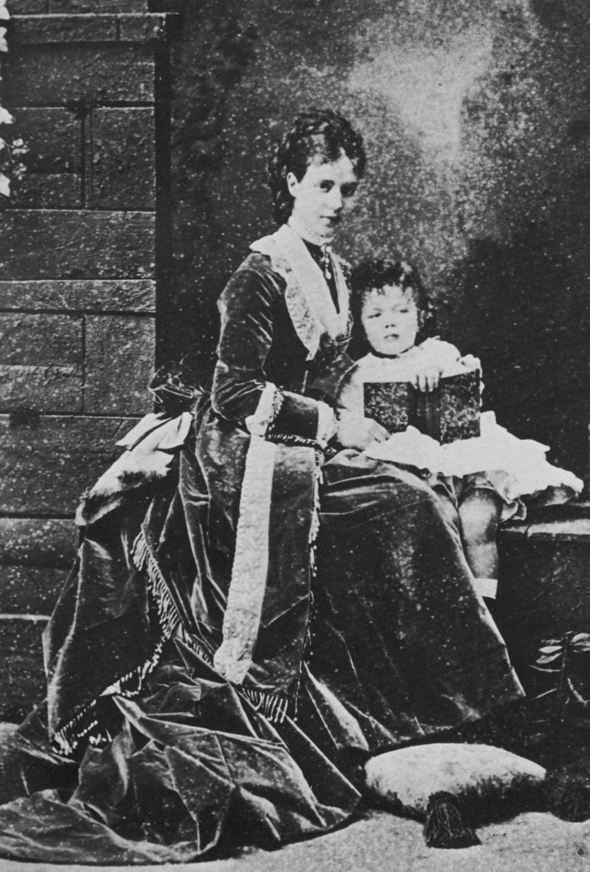 Tsarina Maria Feodorovna da Rússia com Tsarevich Nicholas, c1873 de Unbekannt