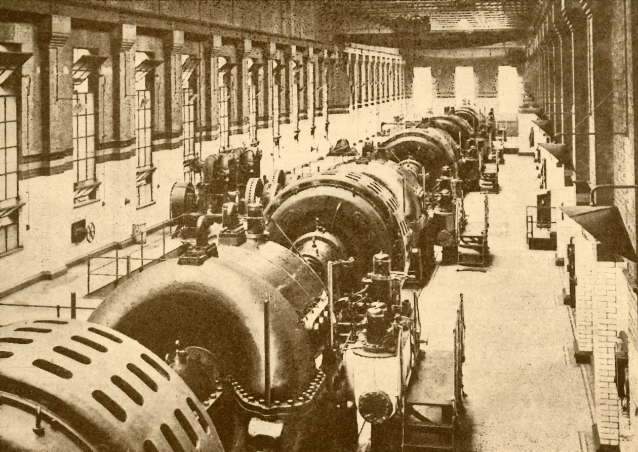 Turbo-geradores na casa de força de Neasden, estrada de ferro metropolitana, 1930. de Unbekannt