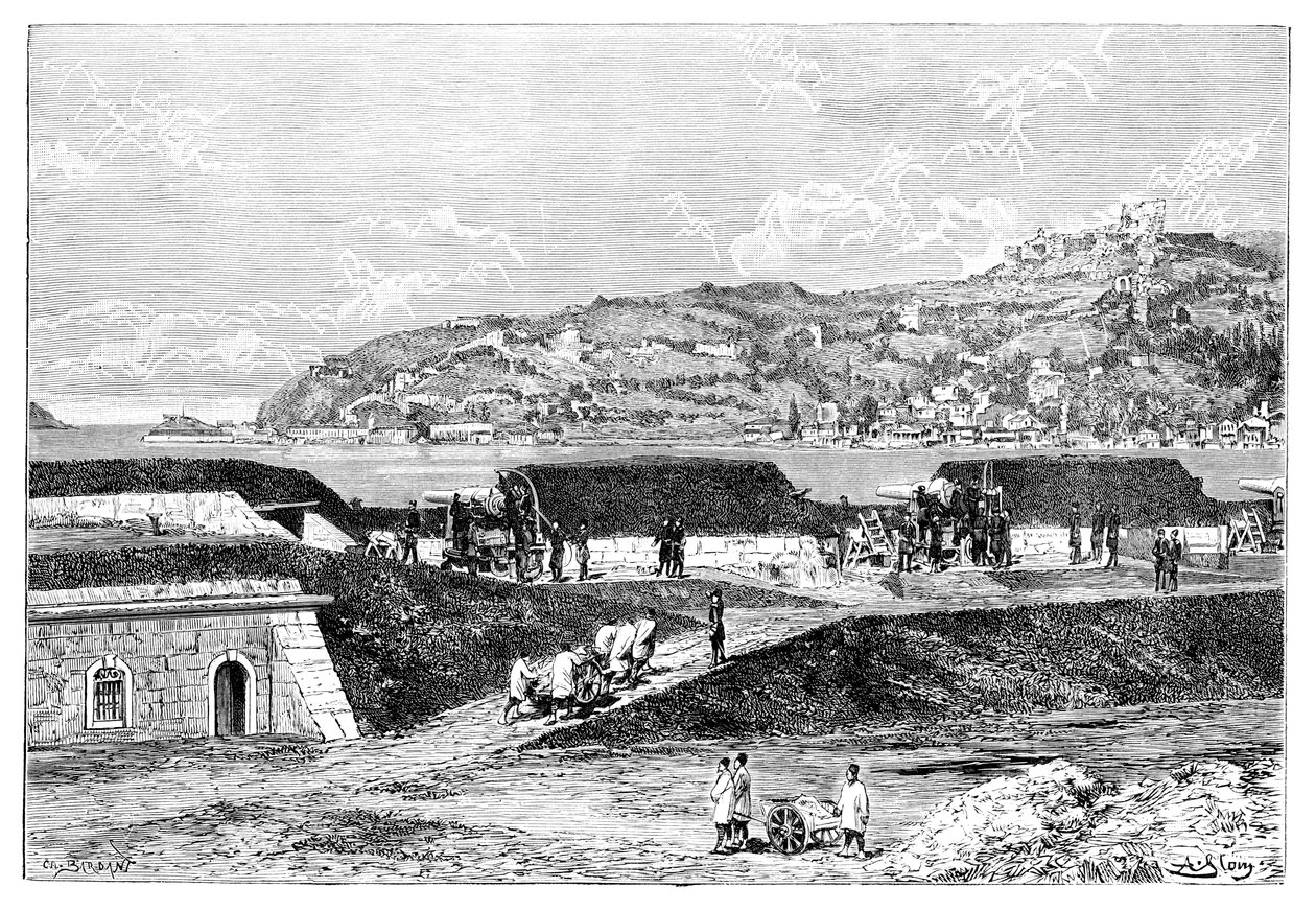 Baterias turcas e a entrada do Bósforo no Mar Negro, Turquia, 1895 de Unbekannt