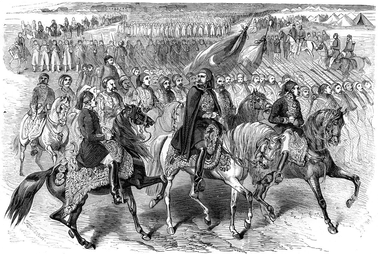 Tropas turcas em marcha, Kamiesh, Balaclava, Crimeia, 1854 1882-1884 de Unbekannt