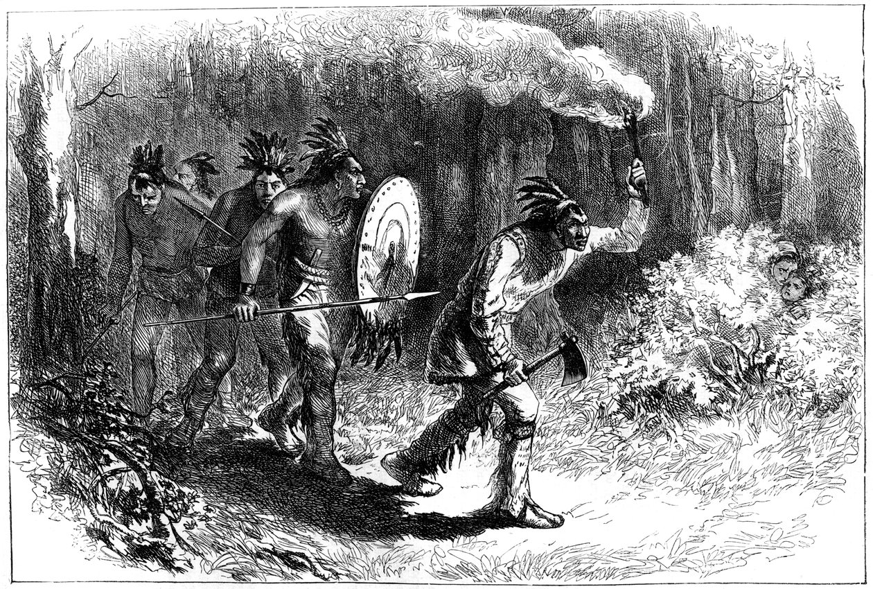 Índios Tuscarora rastreando fugitivos, final do século XVII-início do século XVIII c1880 de Unbekannt
