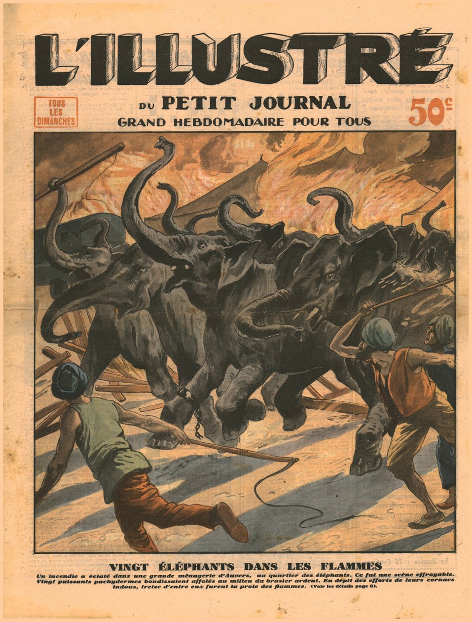 Vinte elefantes nas chamas, 1932. de Unbekannt