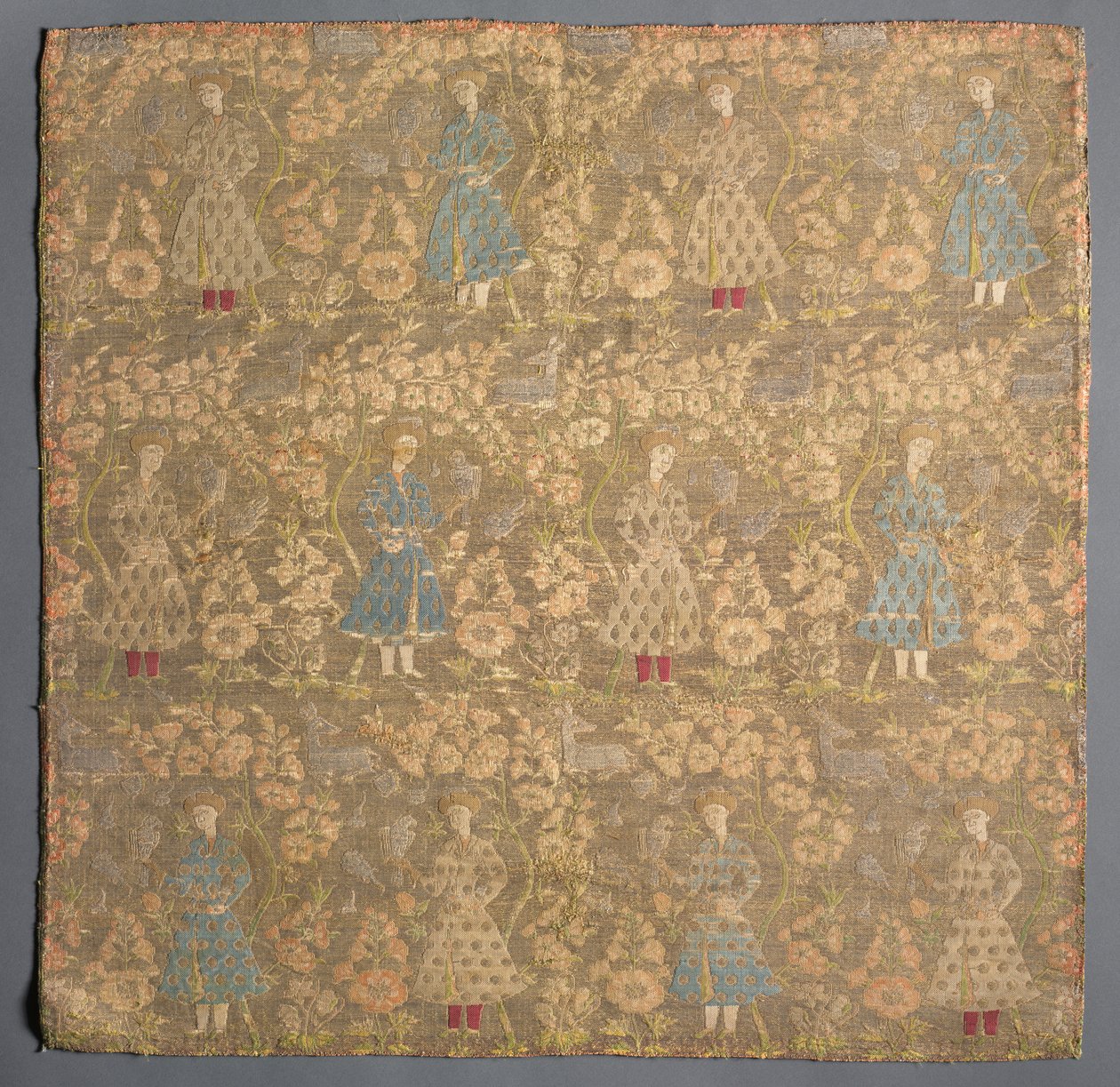 Tecido de sarja com falcoeiros em meio a roseiras, 1650-1699. de Unbekannt