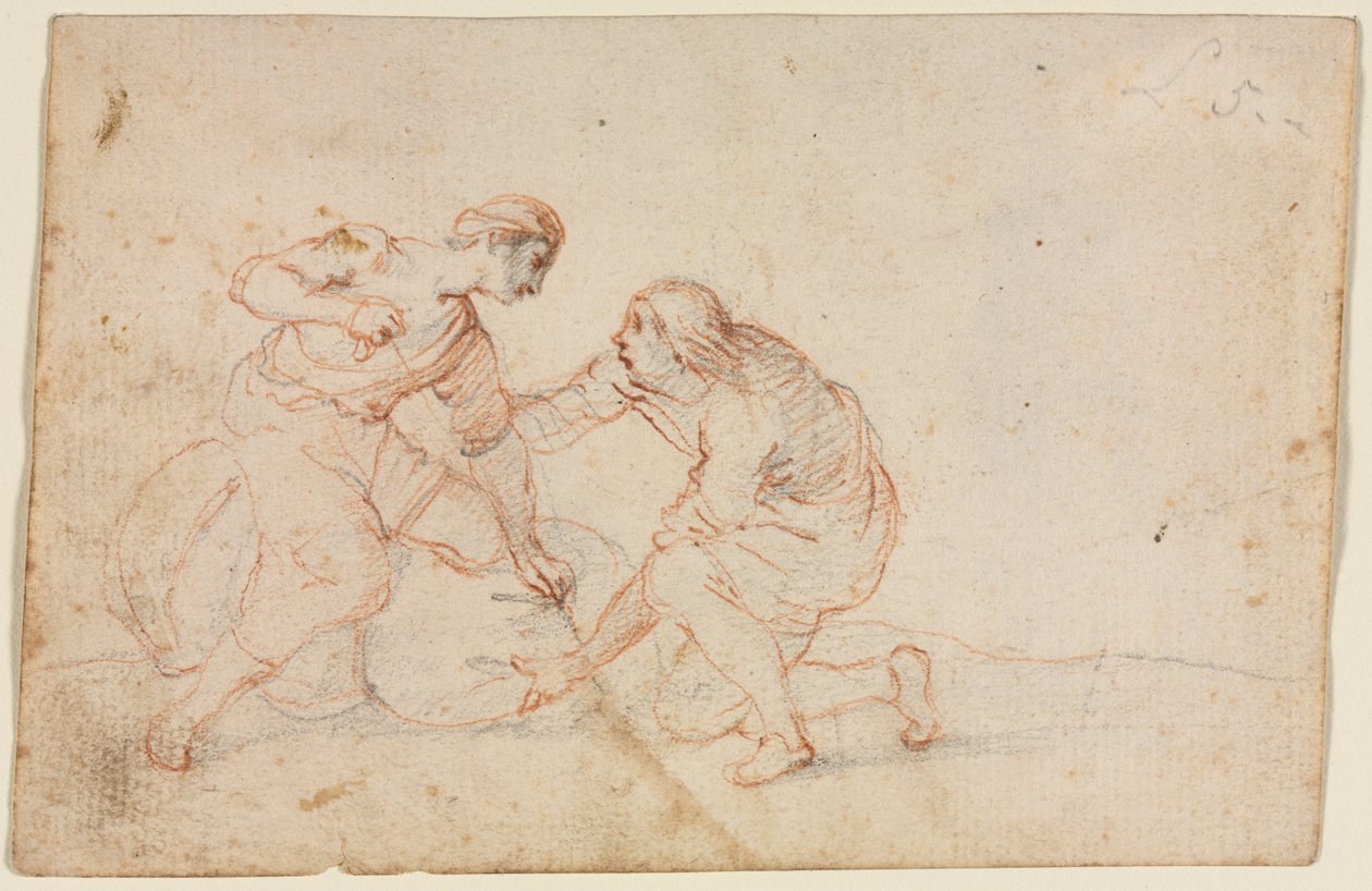 Dois homens amarrando um pacote, 1600s. de Unbekannt