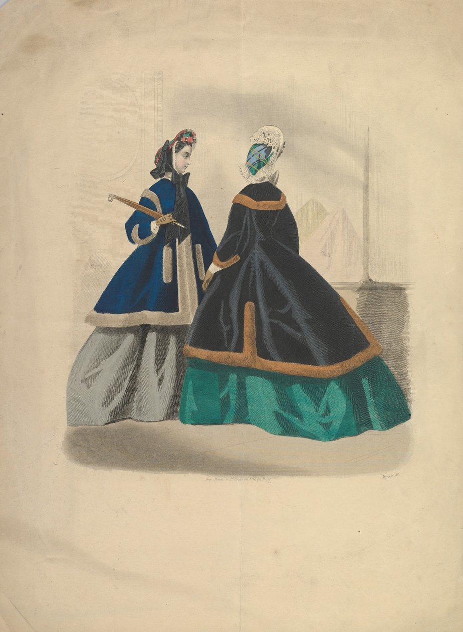Duas mulheres vestindo casacos, 1863-64. de Unbekannt