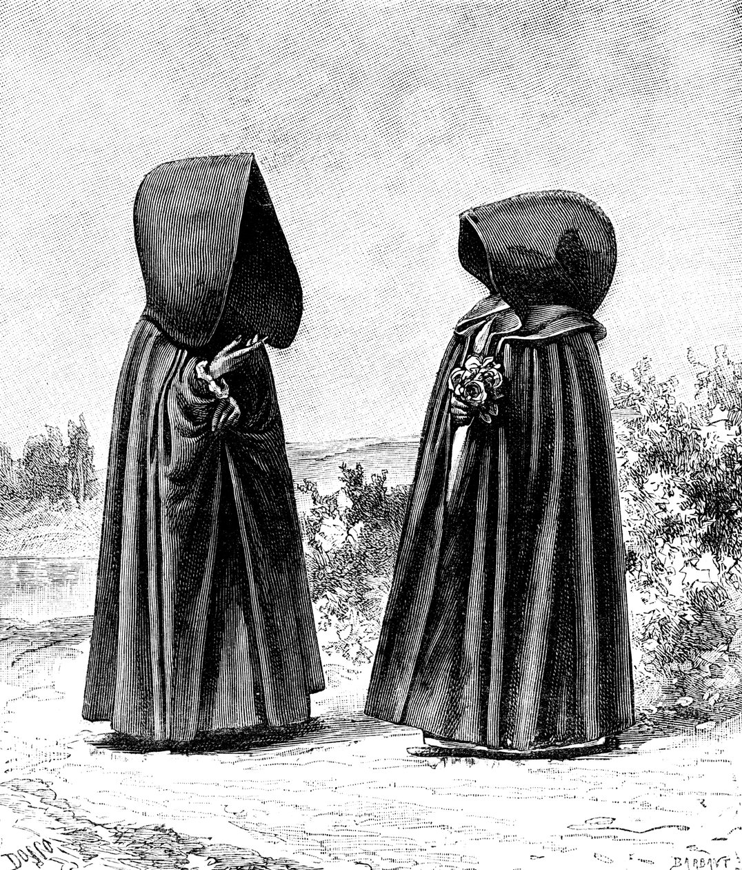 Duas mulheres encapuzadas do Faial, Portugal, e San Miguel, Espanha, c1900s de Unbekannt