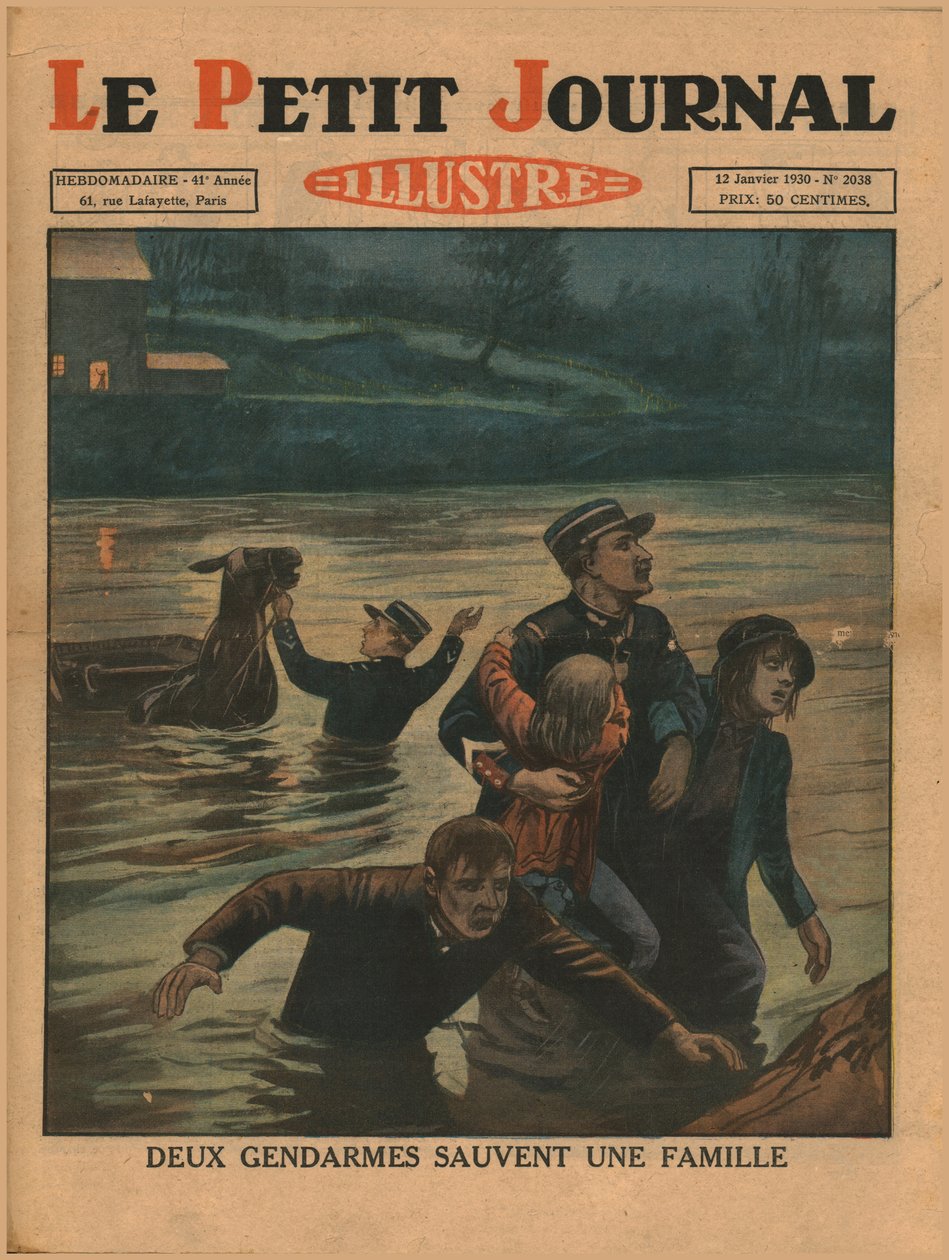 Dois policiais salvam uma família, 1930. de Unbekannt