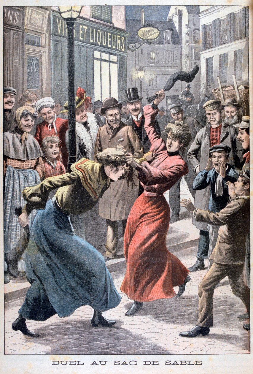 Duas mulheres brigando com sacos de areia, 1903 de Unbekannt