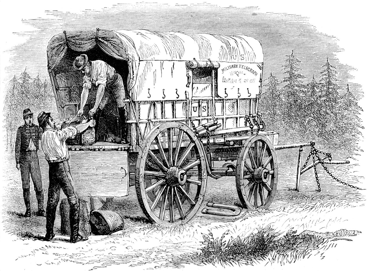 Carroça de telégrafo militar dos EUA, Guerra Civil Americana, 1861-1865 c1880 de Unbekannt