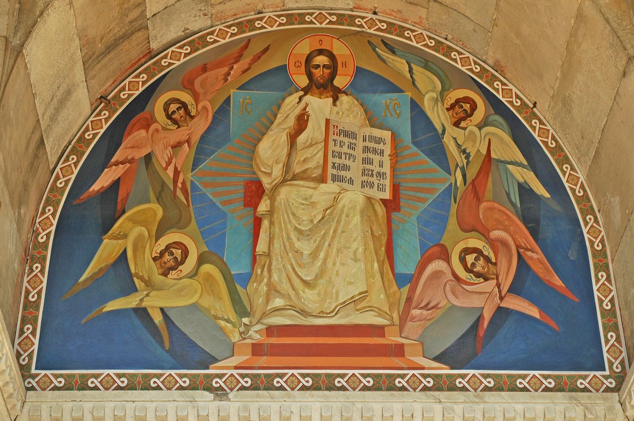 Ucrânia, Sevastapol, Catedral Ortodoxa de São Vladimir (abóbada sepulcral de almirantes), afresco acima da entrada de Unbekannt