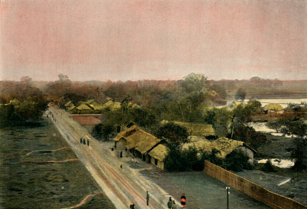 Un Village Tonkinois, vila em Tonkin, 1900. de Unbekannt