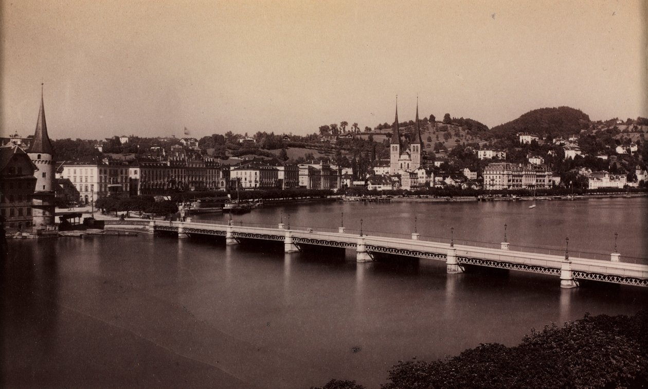 Ponte sem título com a cidade à distância, século XIX. de Unbekannt