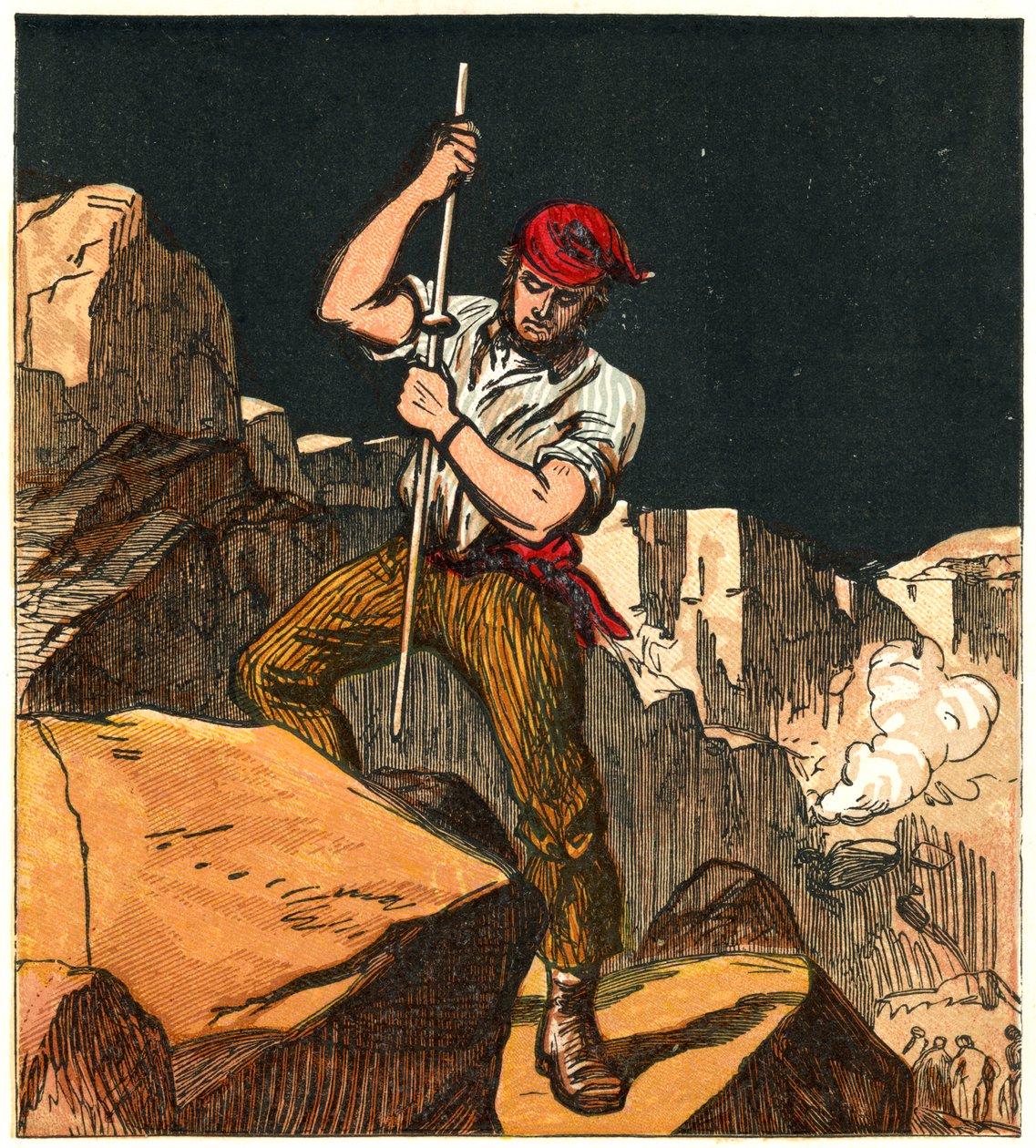 Usando pólvora em uma pedreira, 1867 de Unbekannt
