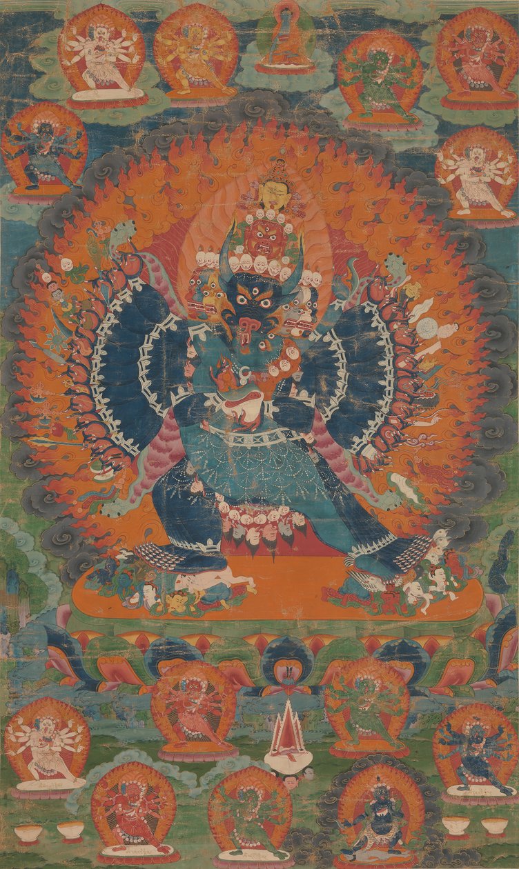 Vajrabhairava com seu consorte Vajravetali, século XVIII. de Unbekannt