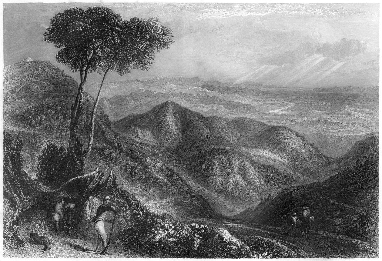 Vale do Dhoon, montanhas do Himalaia, c1860 de Unbekannt