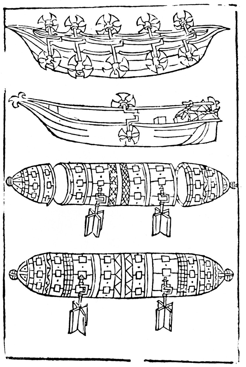 Várias formas de pedalinhos para uso na guerra, 1483 de Unbekannt