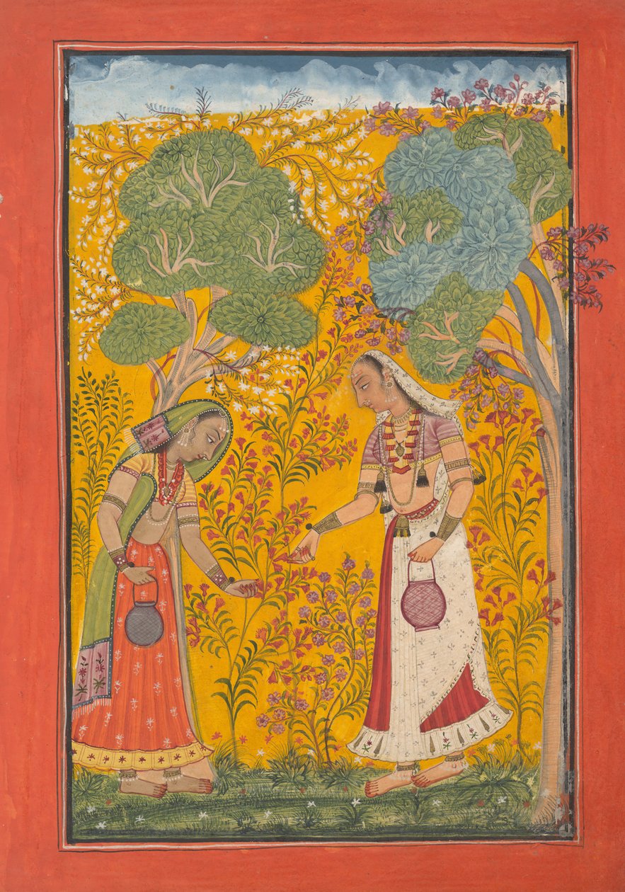 Vasanti Ragini, Página de uma Guirlanda de Modos Musicais da Série Ragamala, ca. 1710 de Unbekannt