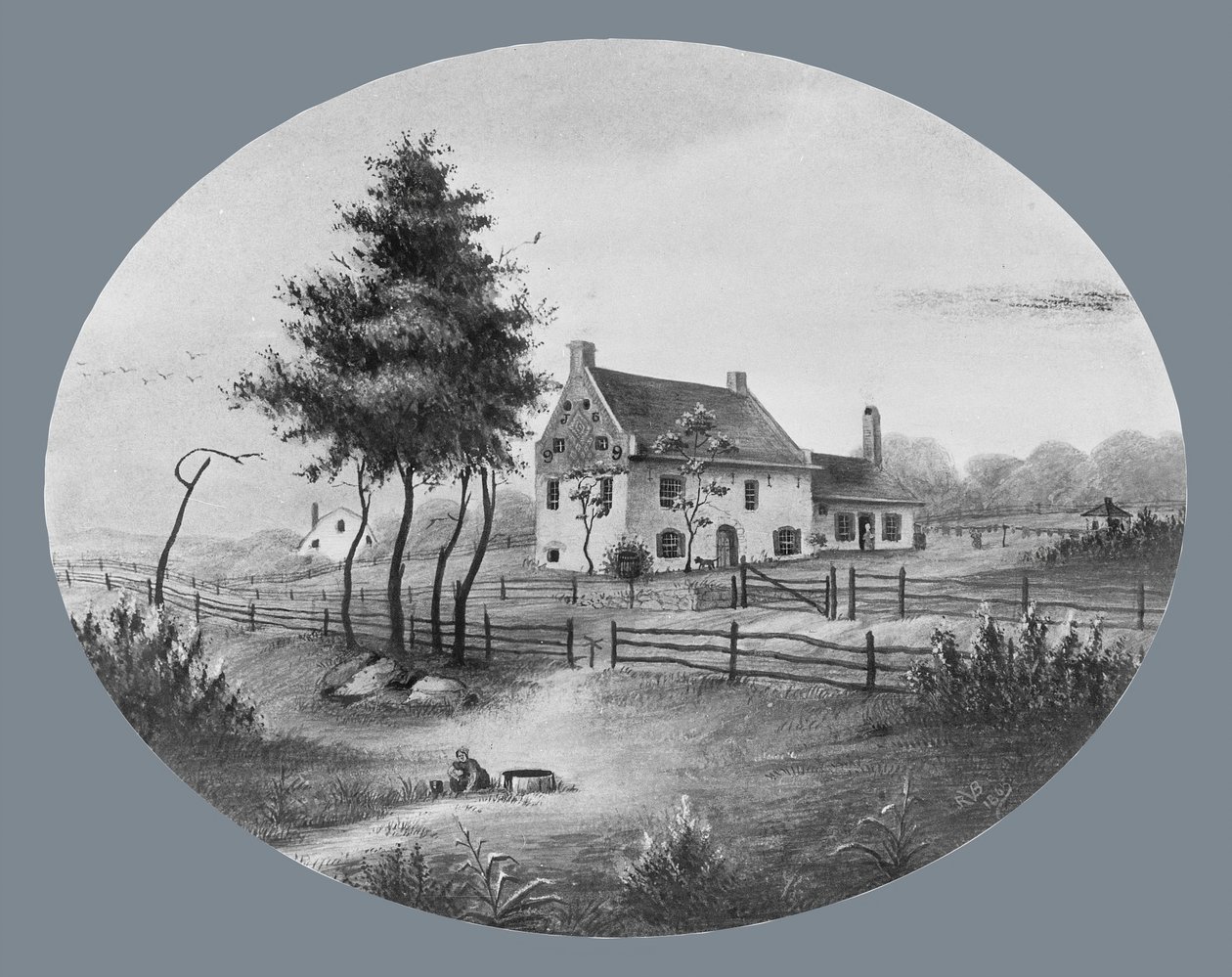 Vechte House em Gowannus, Brooklyn, Nova York, 1865. de Unbekannt