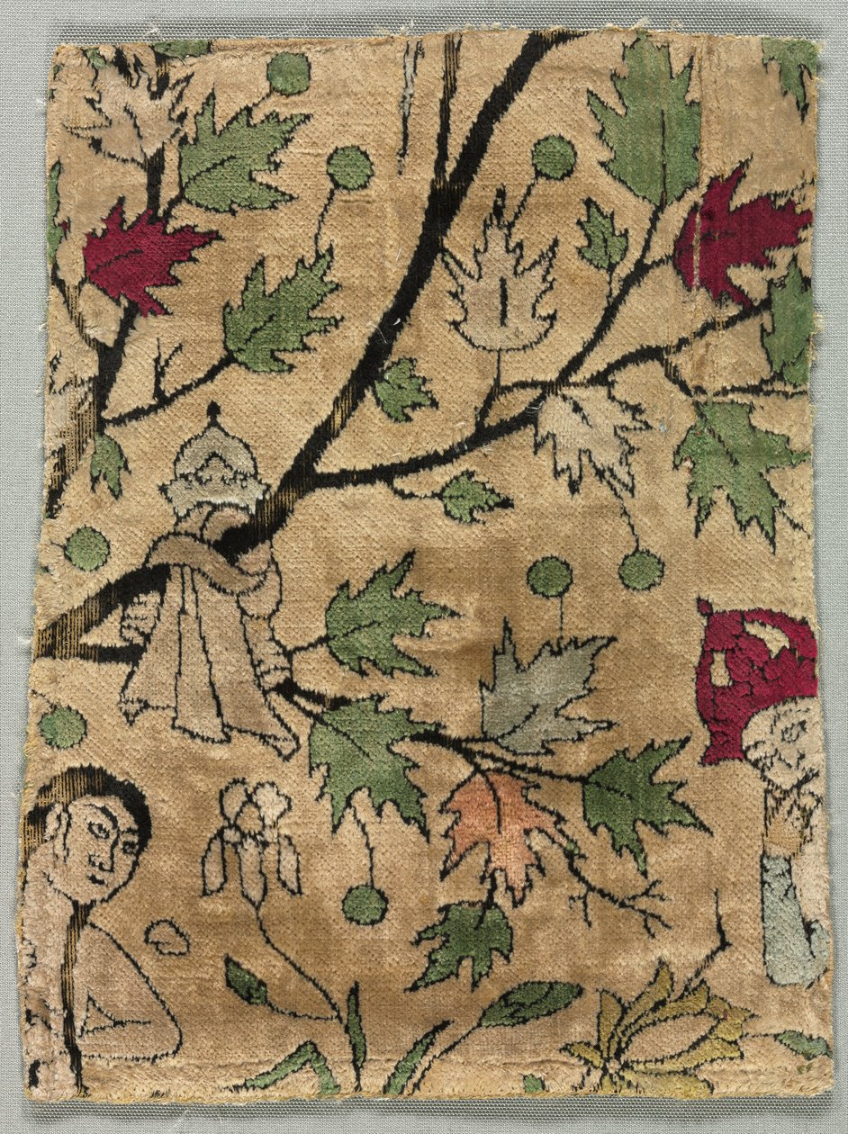 Fragmento de veludo, Khusrau vê Shirin tomando banho, 1550-99. de Unbekannt