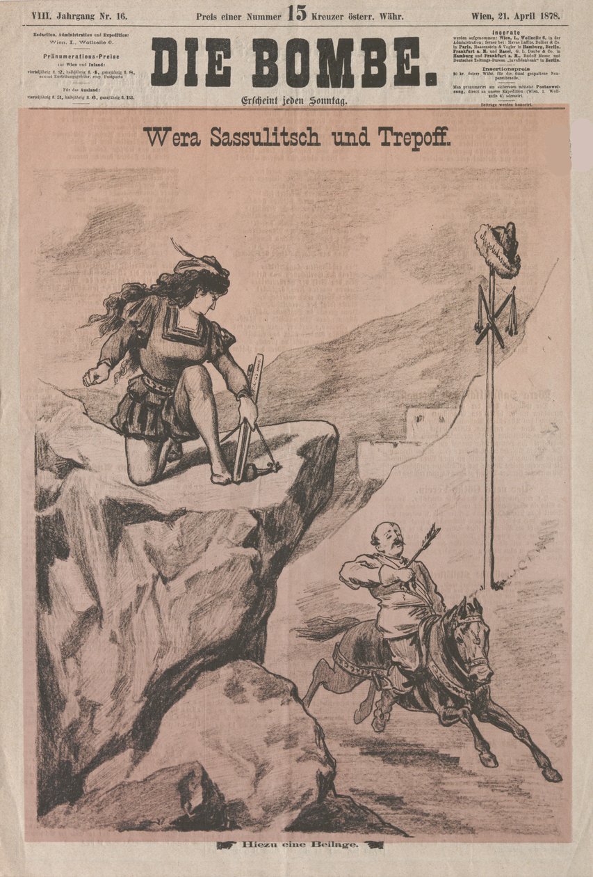 Vera Zasulich e Trepov Capa do Die Bombe, 1878. de Unbekannt