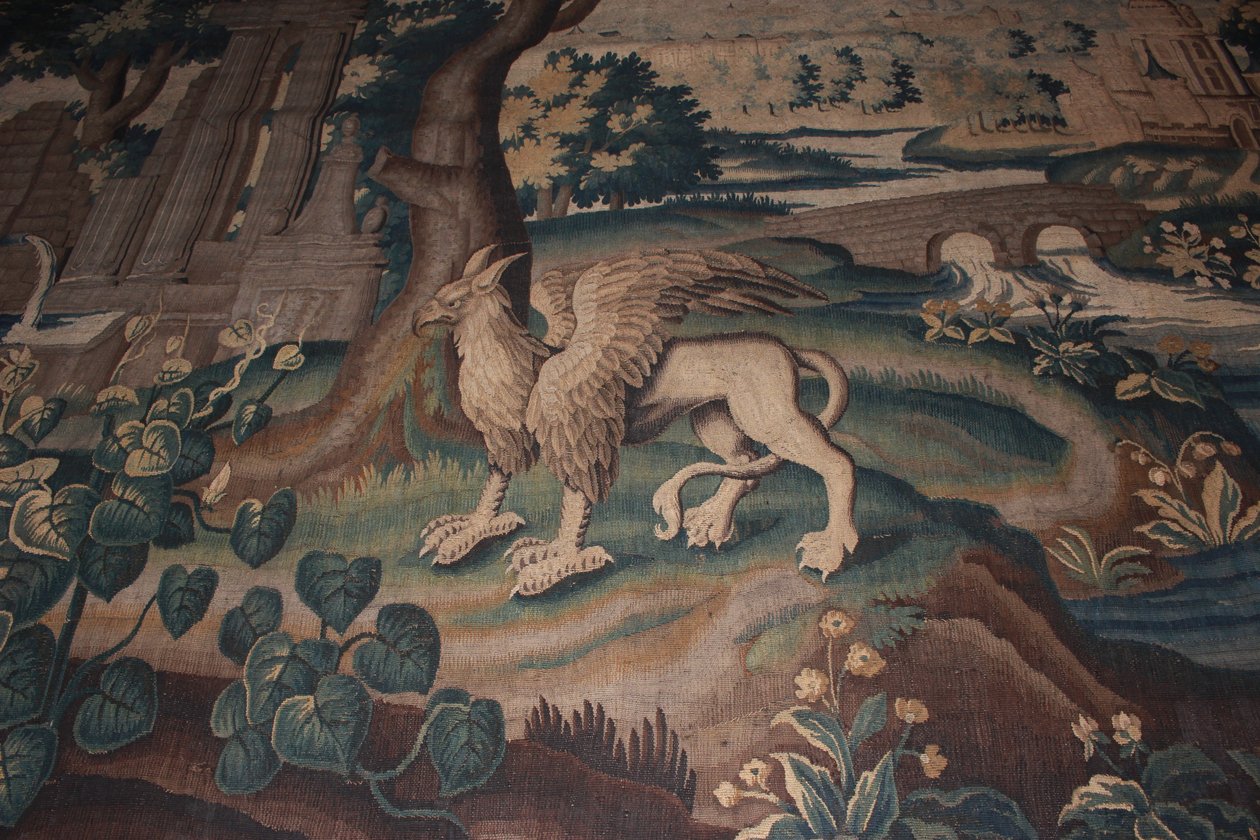 Vegetação de girafas, tapeçaria de Aubusson - fantásticos detalhes de animais de Unbekannt