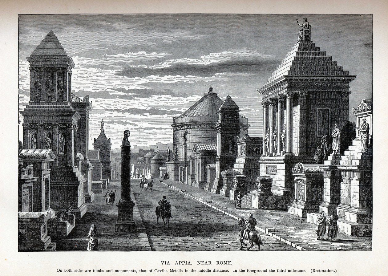 Via Appia, perto da reconstrução de Roma, 1882 de Unbekannt