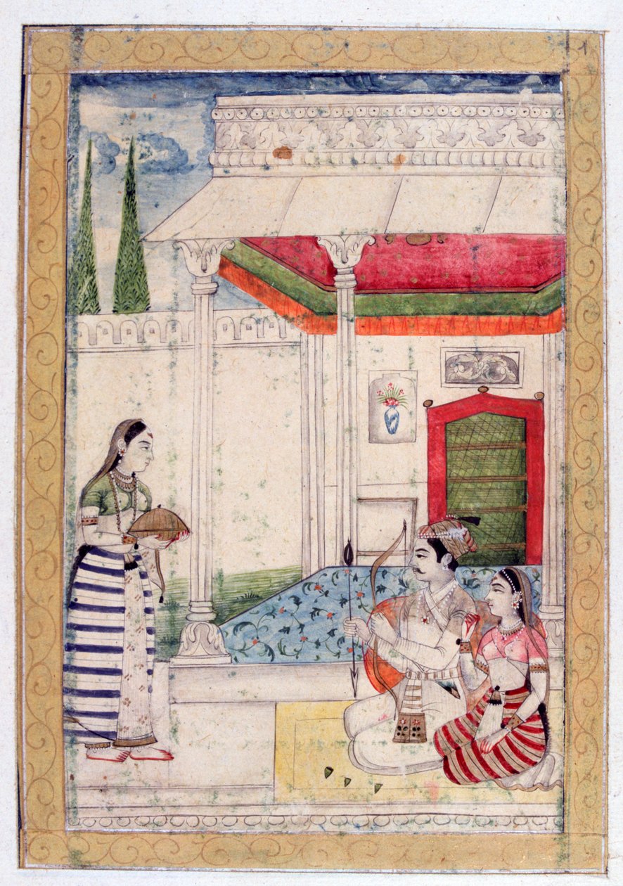 Vibhasa Ragini, Álbum Ragamala, Escola de Rajasthan, século XIX de Unbekannt