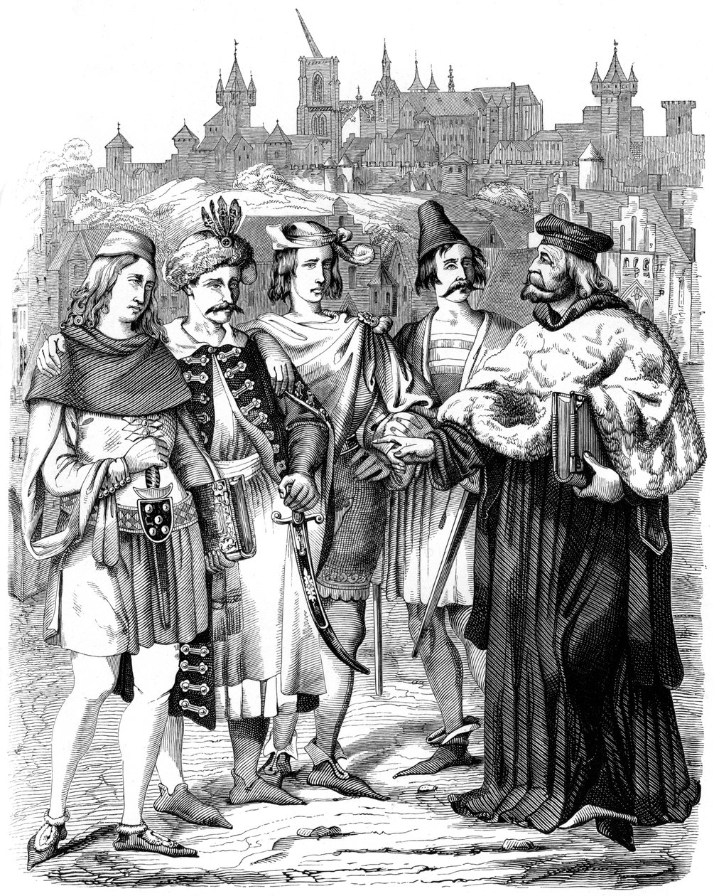 Vice-chanceler e estudantes de diferentes nacionalidades na Universidade de Praga, 1849 de Unbekannt