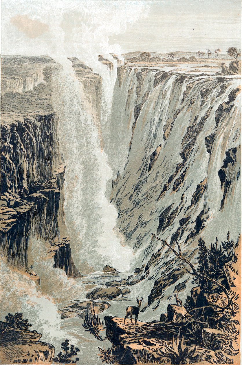 Cataratas Vitória, África, vista do leste, 1866 de Unbekannt