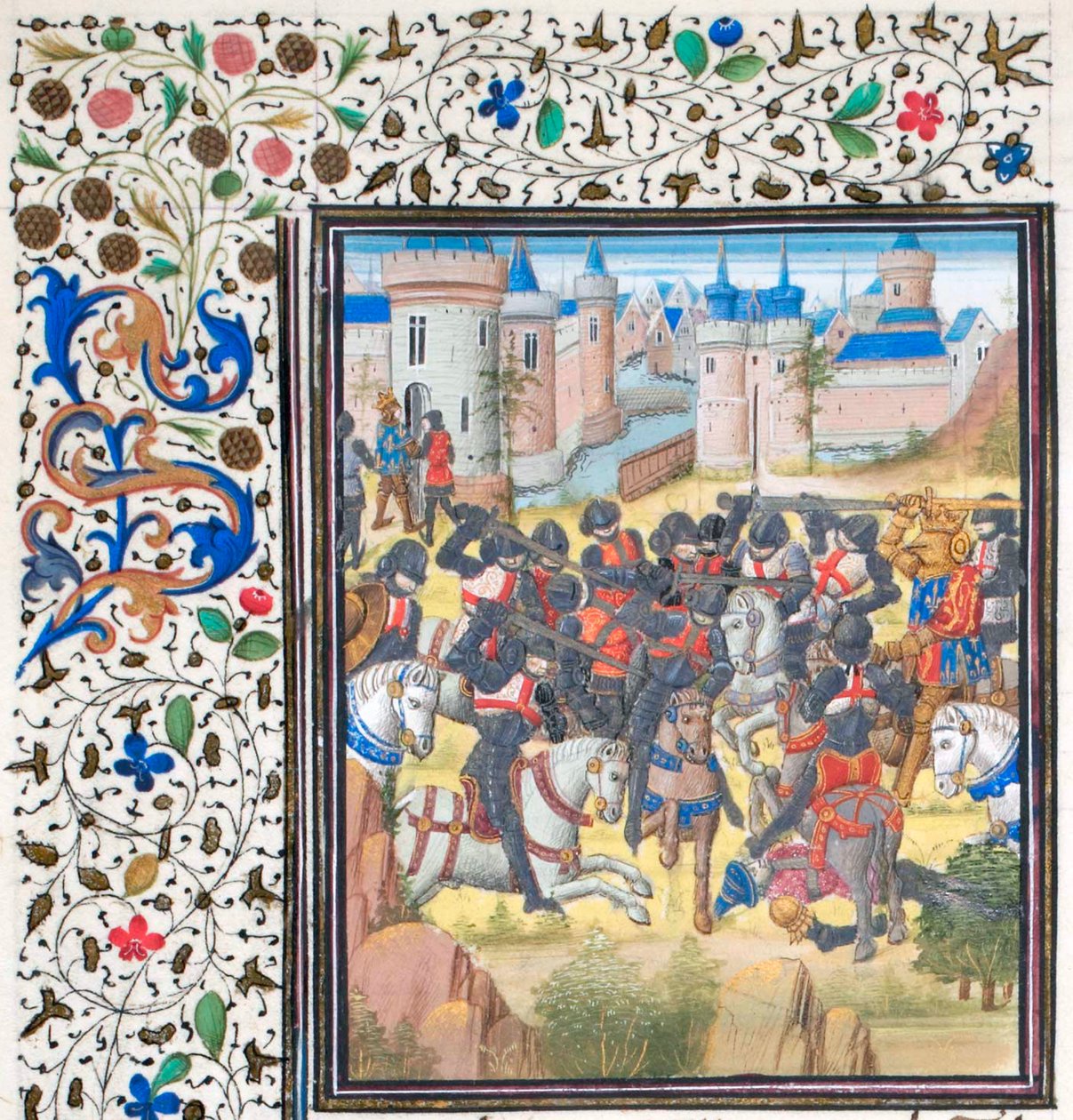 Vitória de Richard the Lionheart sobre Philip Augustus em 1198. Miniatura da história por William of Tire, 1460s de Unbekannt