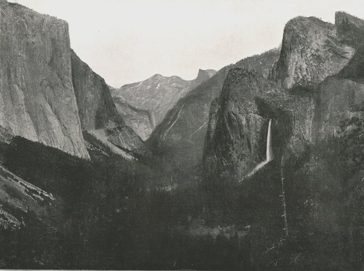 Vista do ponto dos artistas, vale de Yosemite, EUA, 1895. de Unbekannt