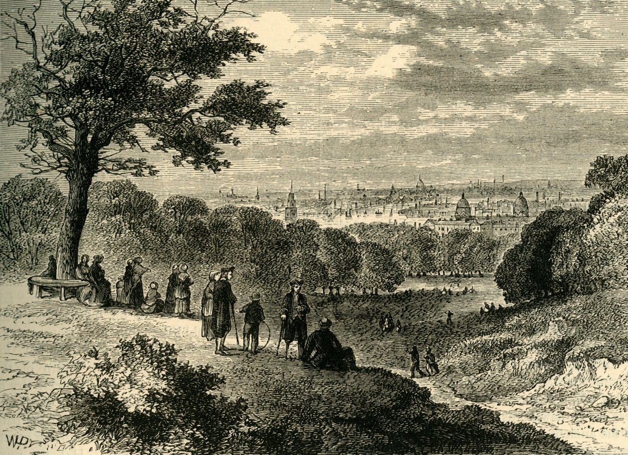 Vista do One-Tree Hill, Greenwich Park, em 1846, c1878. de Unbekannt