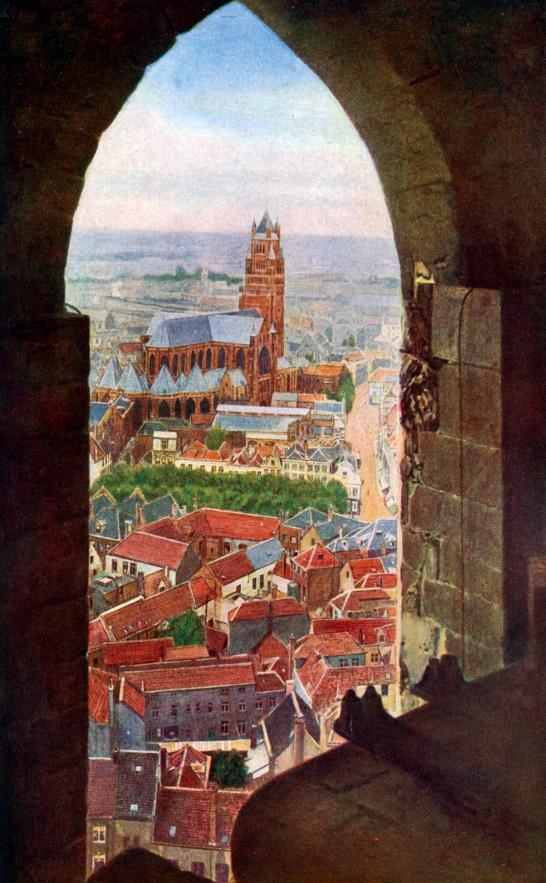 Vista do campanário de Bruges, Bélgica, c1924 de Unbekannt