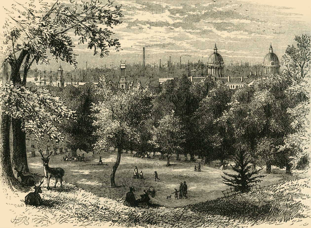 Vista no parque de Greenwich, c1878. de Unbekannt