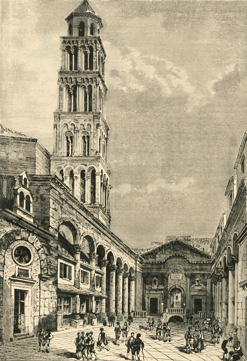 Vista em Spalatro, mostrando o Campanile e o peristilo do Palácio de Diocleciano, 1890. de Unbekannt