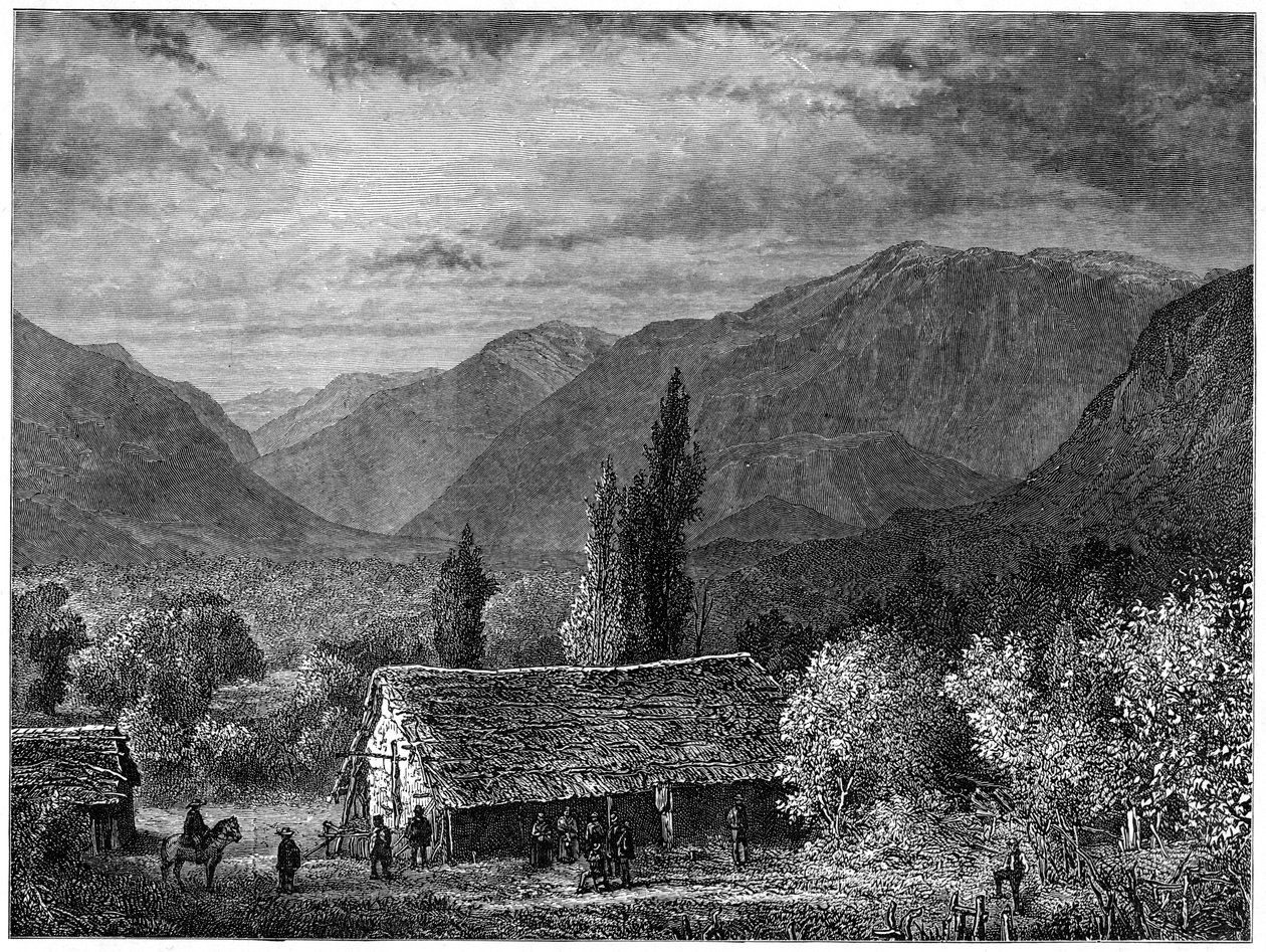 Vista em um vale da Cordilheira, Chile, 1877 de Unbekannt