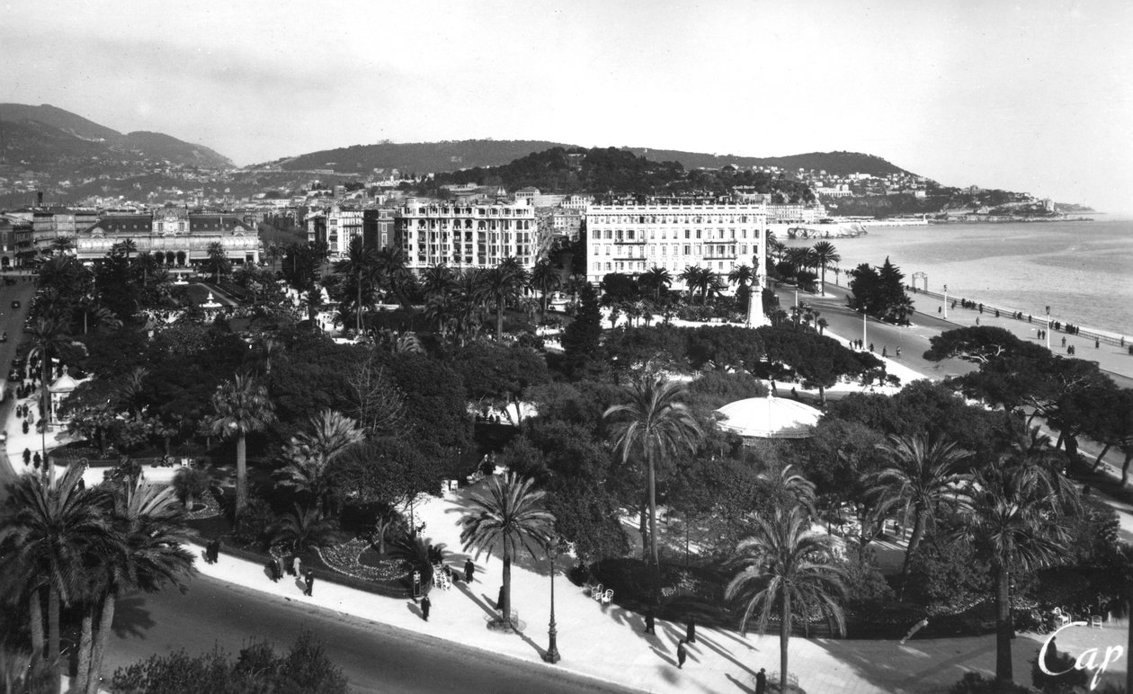 Vista dos jardins Albert I, Nice, sul da França, início do século XX de Unbekannt