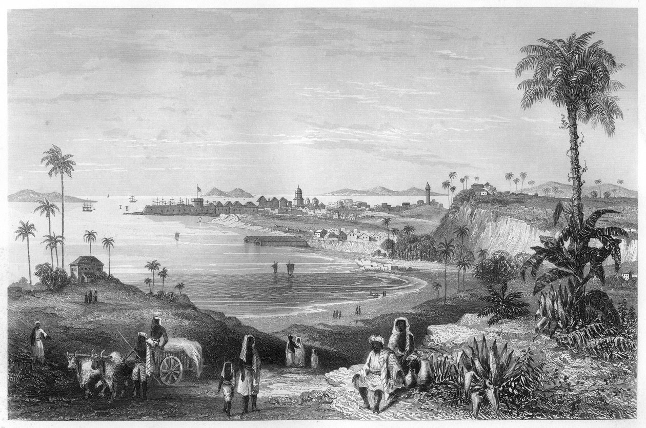 Vista de Bombaim, mostrando o forte, c1860 de Unbekannt