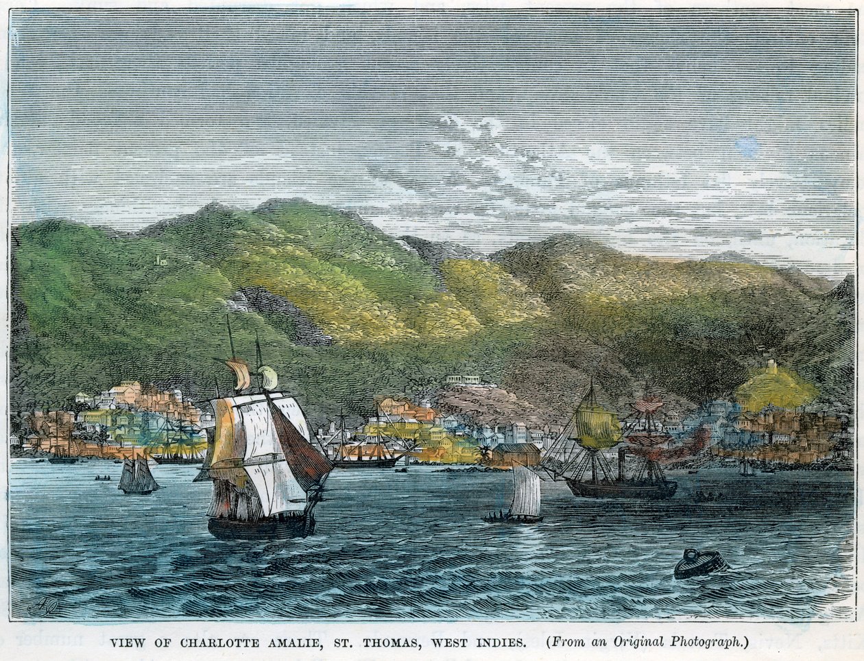Vista de Charlotte Amalie, St Thomas, Índias Ocidentais, c1880 de Unbekannt