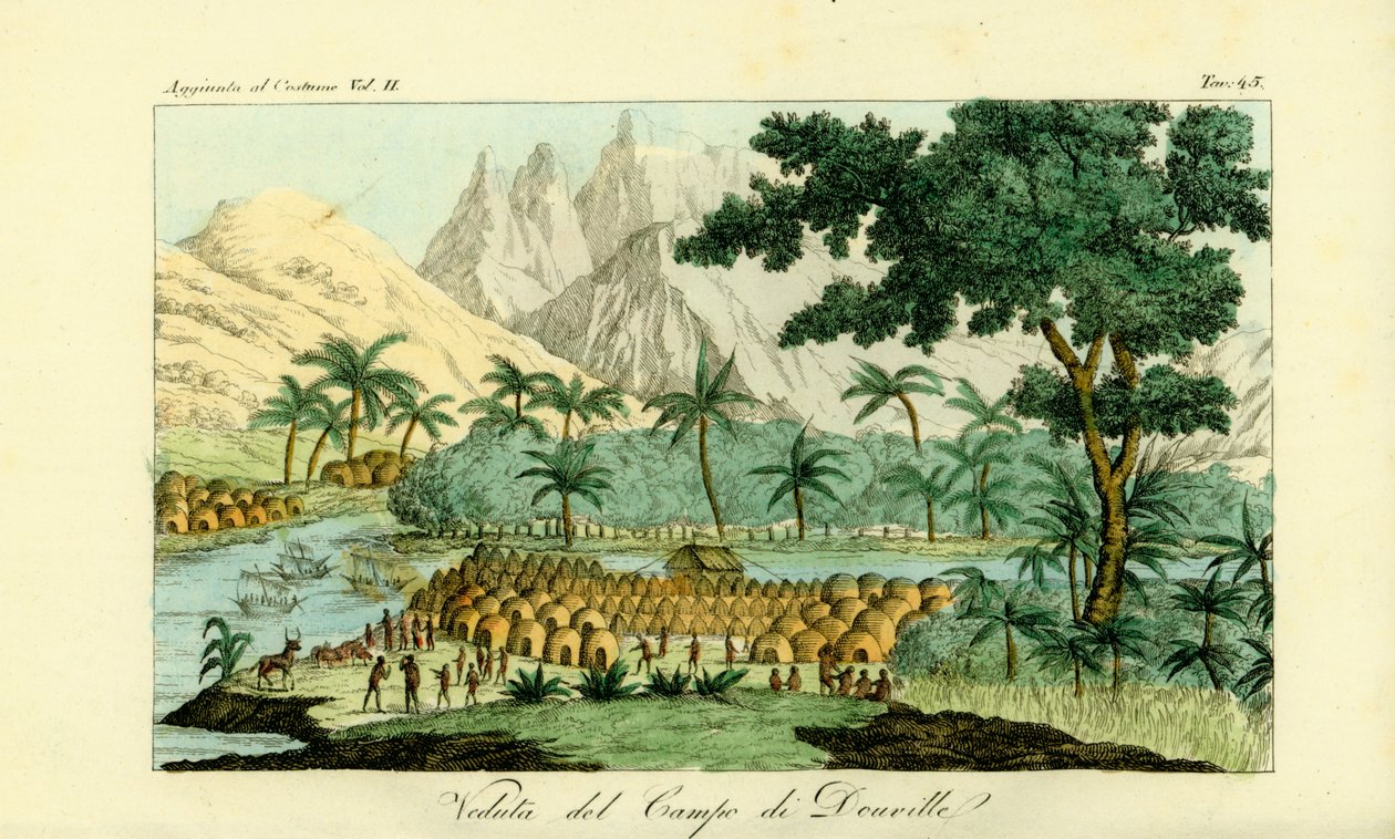 Vista do acampamento de Jean-Baptiste Douville no Rio Congo, na aldeia de Quitumba, Angola de Unbekannt