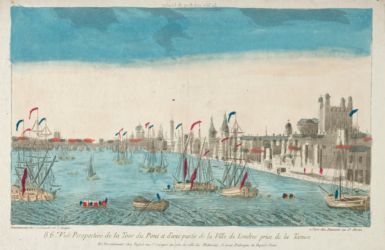 Vista da ponte e torre de Londres, século XVIII. de Unbekannt