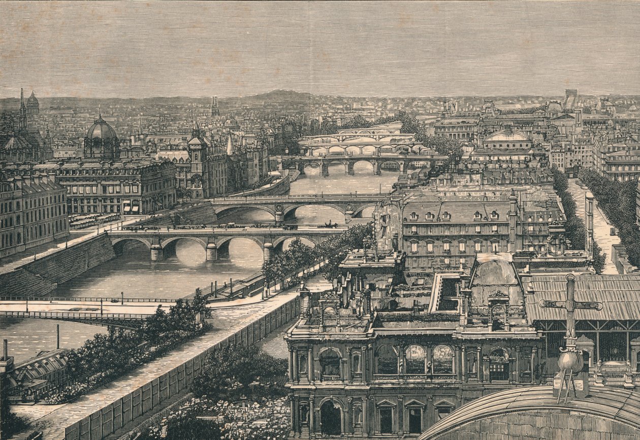 Vista de Paris, Showng As sete pontes, 1882 de Unbekannt