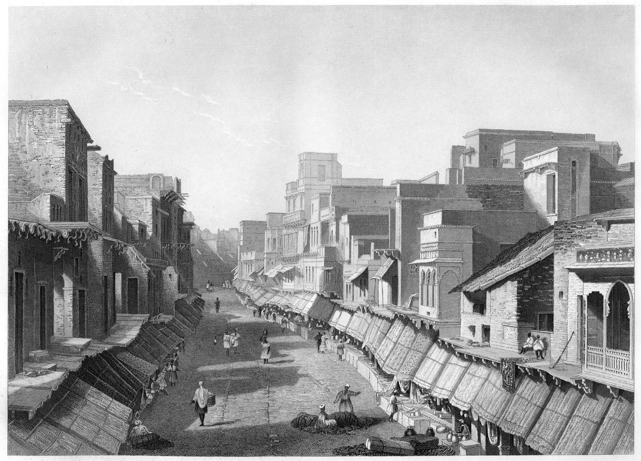 Vista da rua principal, Agra, c1860 de Unbekannt